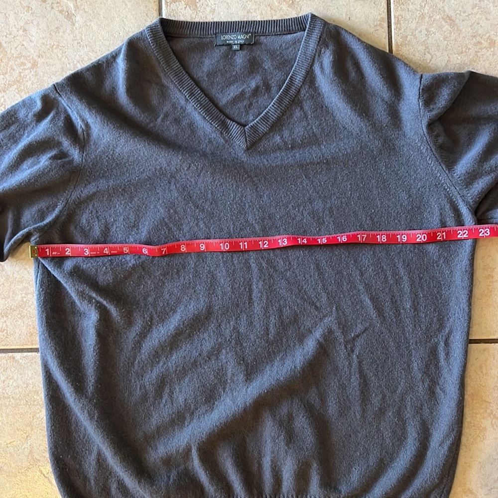 Lorenzo Magini Made in Italy Wool & Cashmere Blend‎ Gray Vneck Sweater, Sz XL - Picture 6 of 7